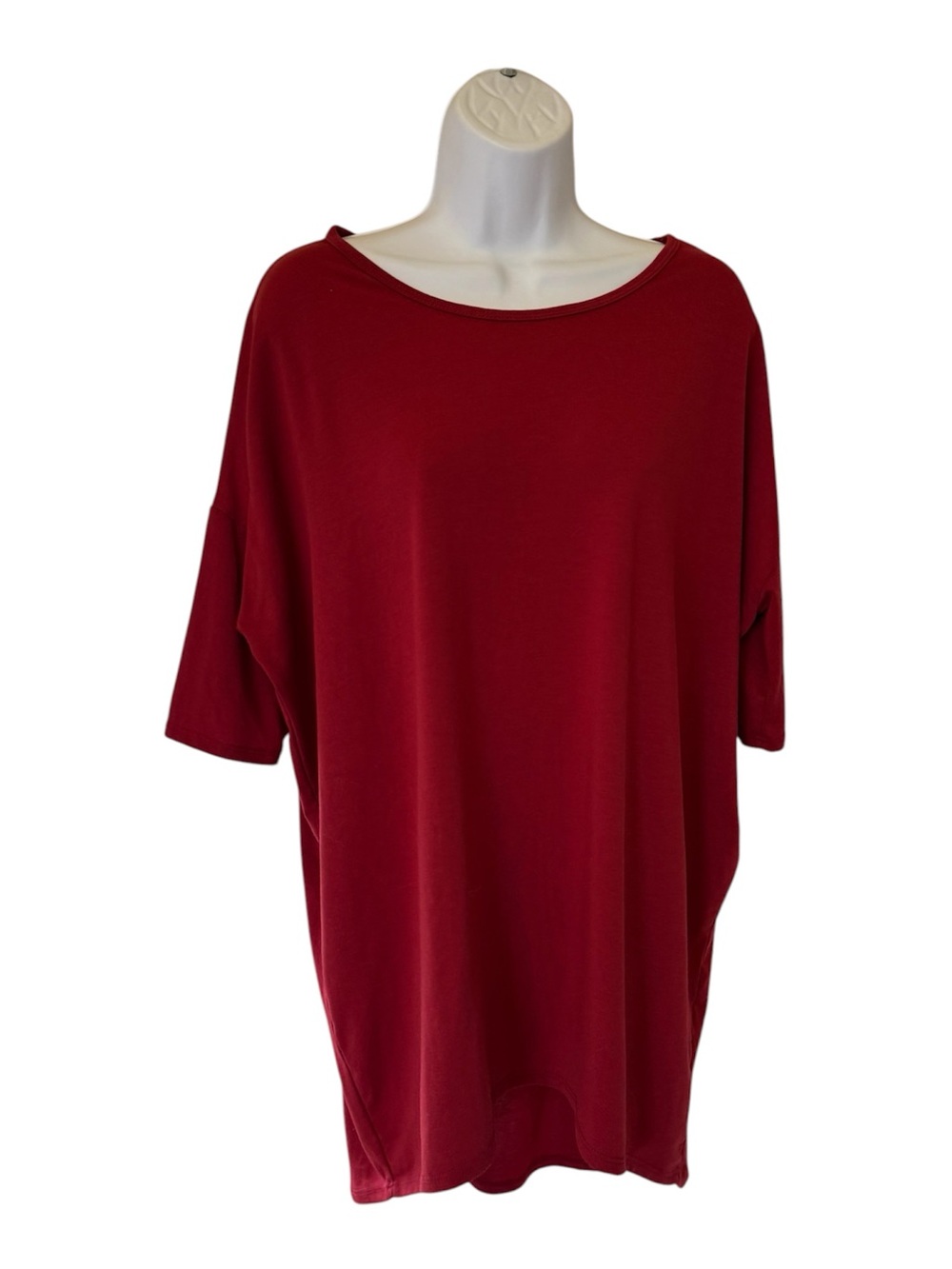 LuLaRoe Red Oversized High Low Top Medium Stretch Casual